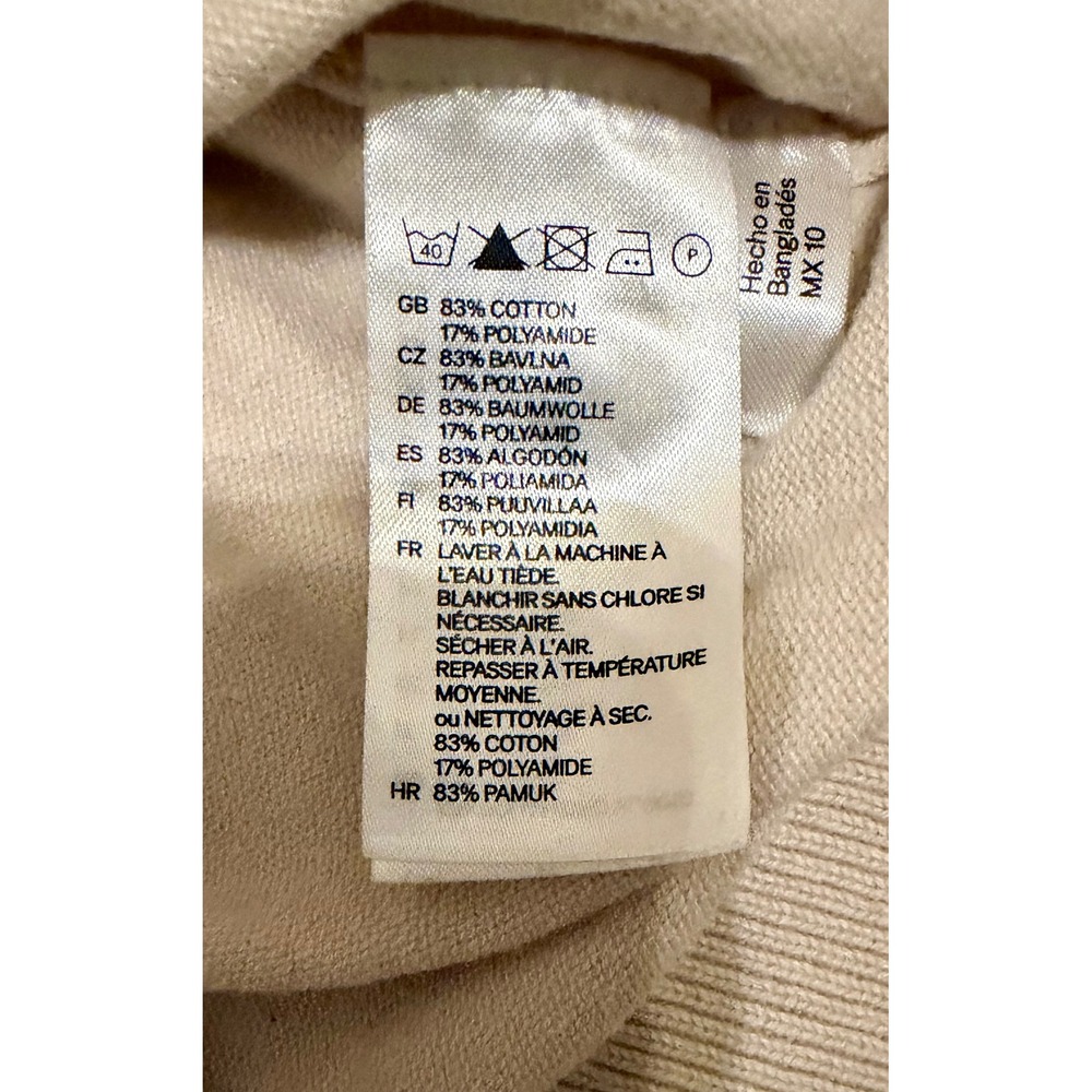H&M Ivory Button Front V-Neck Cardigan Sweater Cotton Blend Size 10 - Picture 7 of 8
